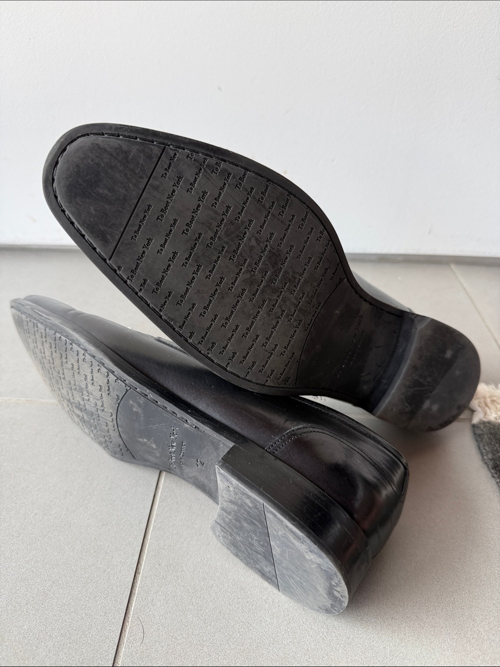 To Boot Black Leather Penny Loafers with Classic Strap - Picture 8 of 8
